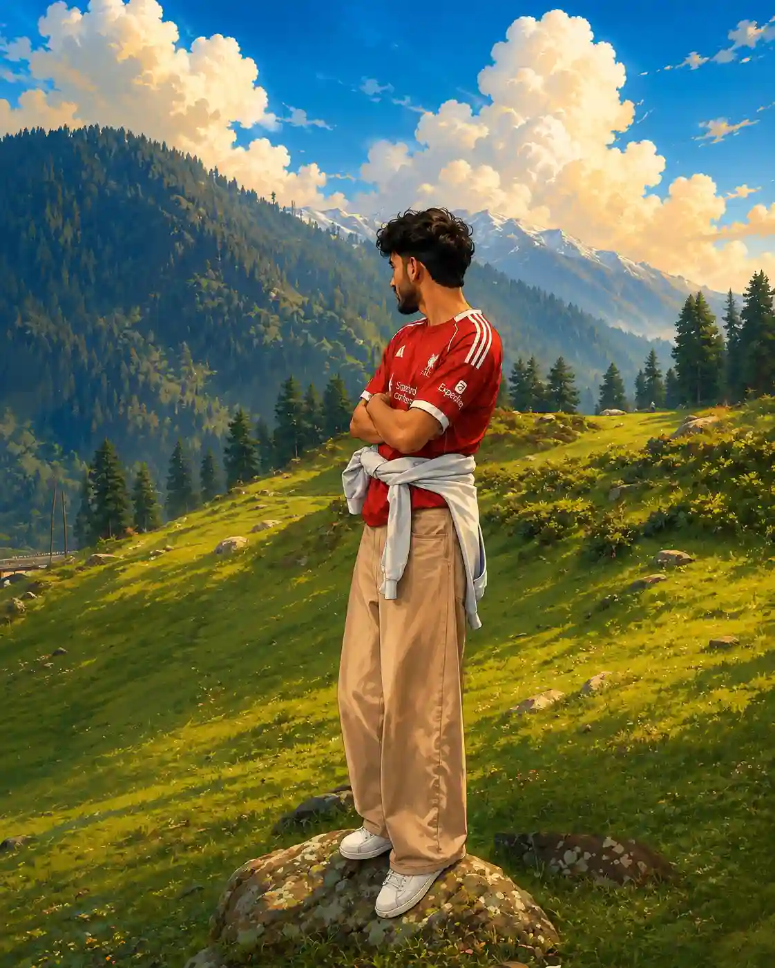 Premium Cinematic Anime-Inspired Mountain Portrait Illustration AI Prompt - ChatGPT Prompt Result (After)
