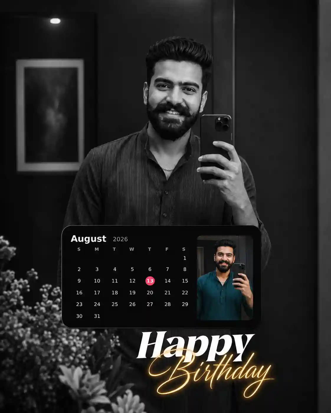 Ultra-Realistic Birthday Mirror Selfie Calendar Edit AI Prompt - ChatGPT Prompt Result (After)