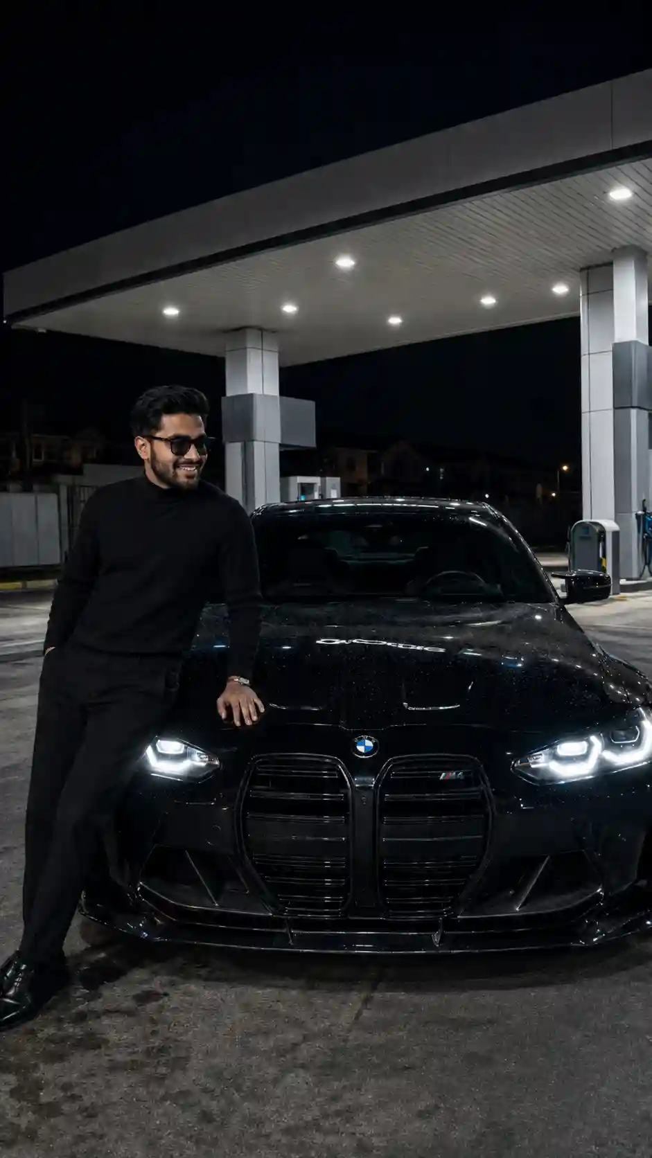 Ultra-Realistic BMW M4 Night Gas Station Portrait AI Prompt - ChatGPT Prompt Result (After)