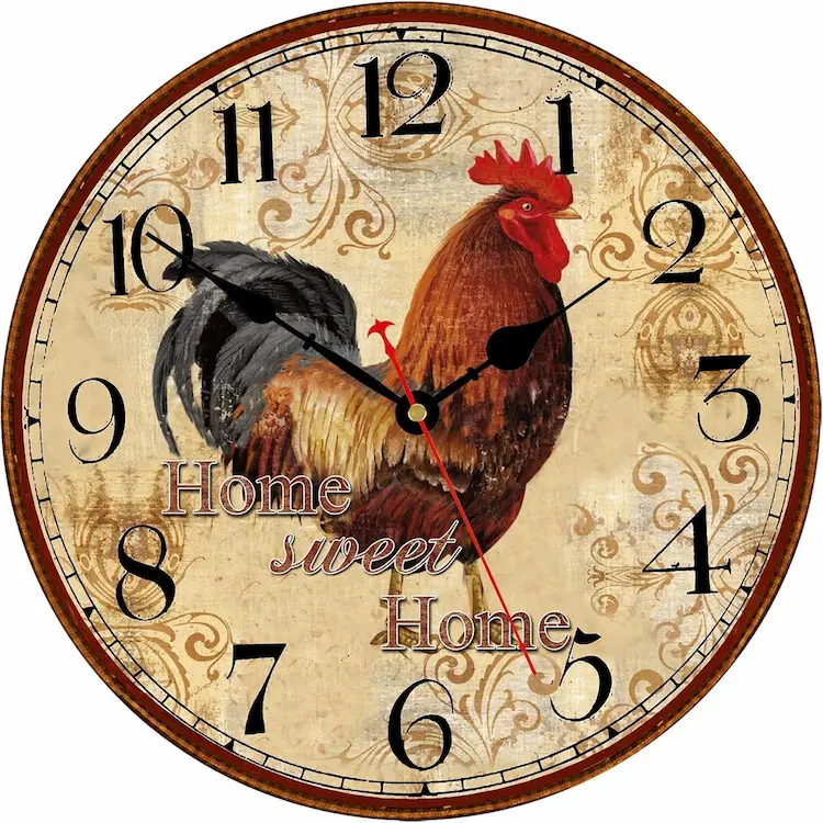 Charming Red Rooster Wall Clock for Cozy Farmhouse Vibes
