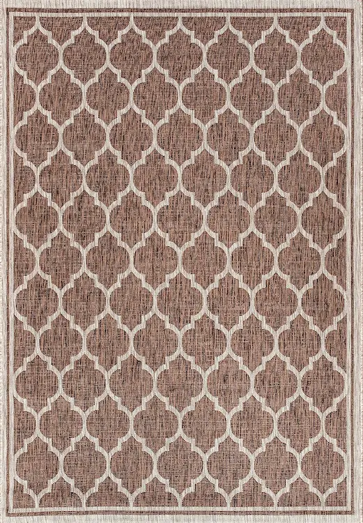 Espresso Trellis Luxe Area Rug – Indoor Outdoor Textured Patio Elegance