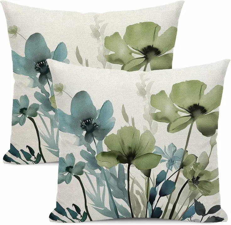 Sage Bloom Floral Pillow Covers – Elegant Farmhouse Cushion Decor