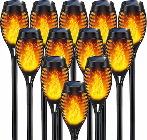 Golden Glow Solar Flame Torch Lights – Luxe Outdoor Garden Ambiance