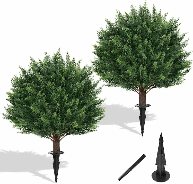 Luxe Faux Cedar Topiary Trees – Elegant Evergreen Porch & Garden Accent