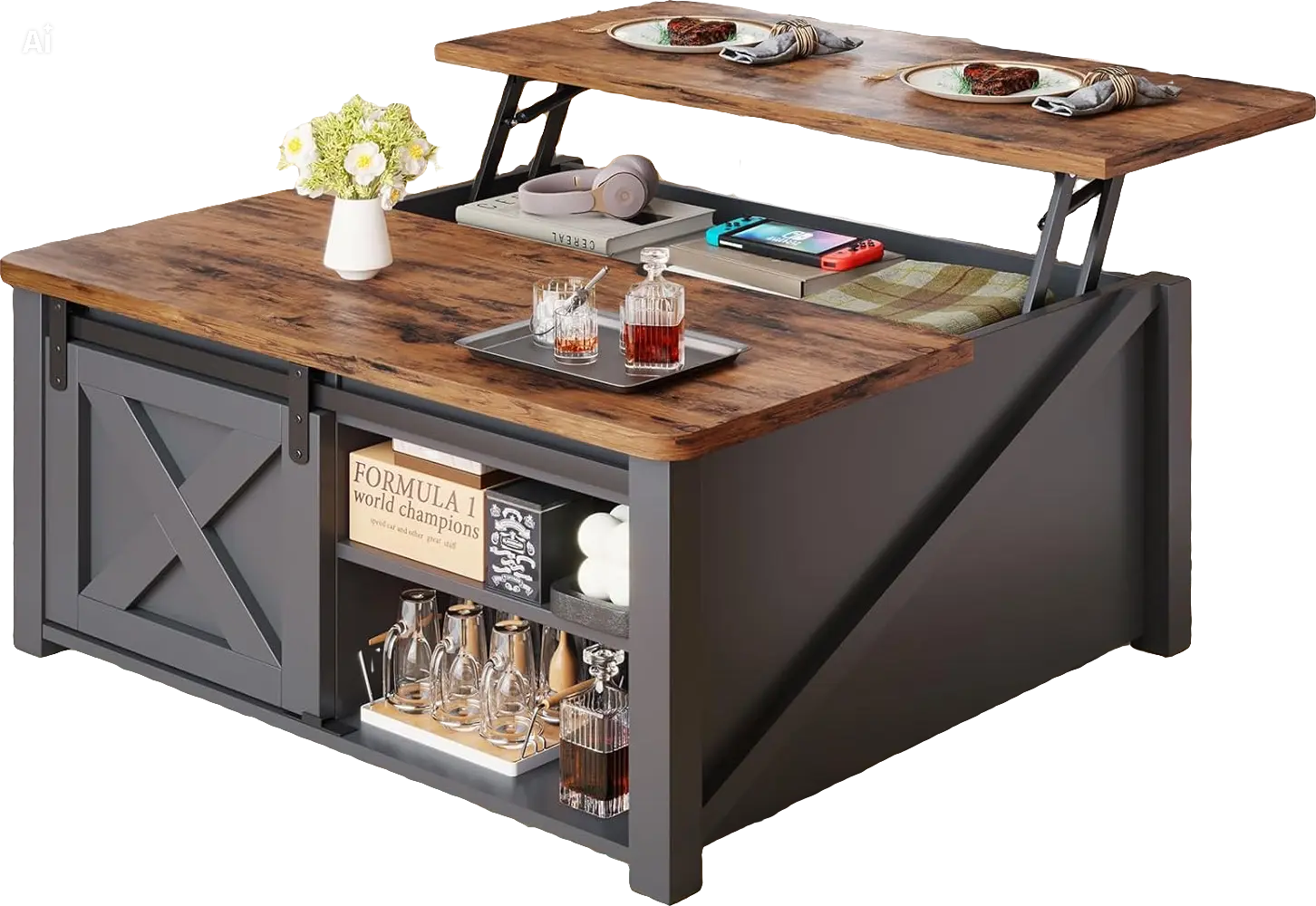 Elegant Lift-Top Coffee Table with Hidden Storage | Modern Farmhouse Luxe Centerpiec
