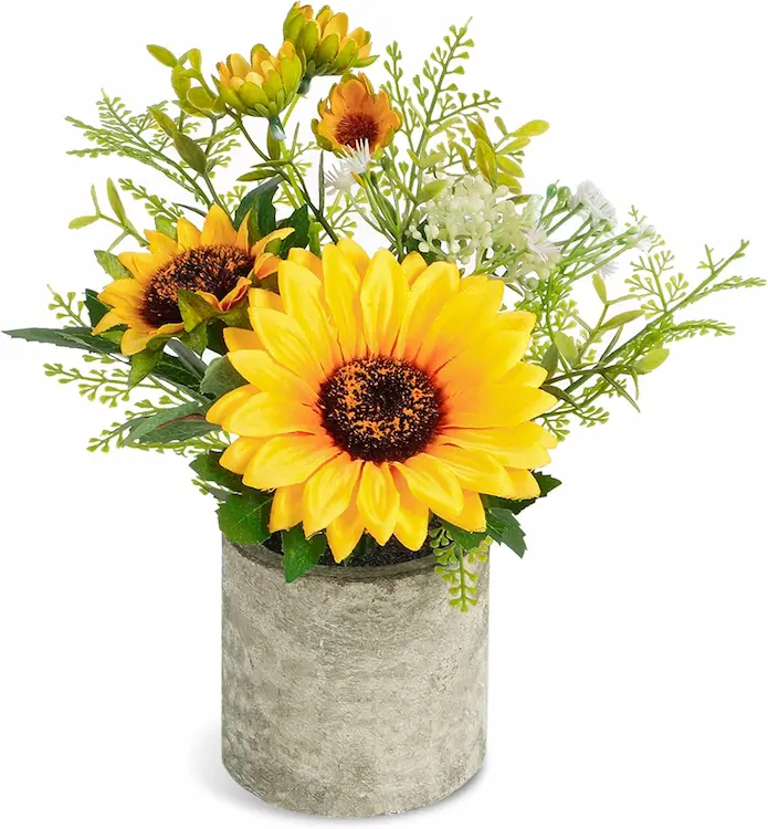 COCOBOO Artificial Sunflower Pot | Vibrant Yellow Faux Floral Decor for Home, Kitchen & Bathroom**