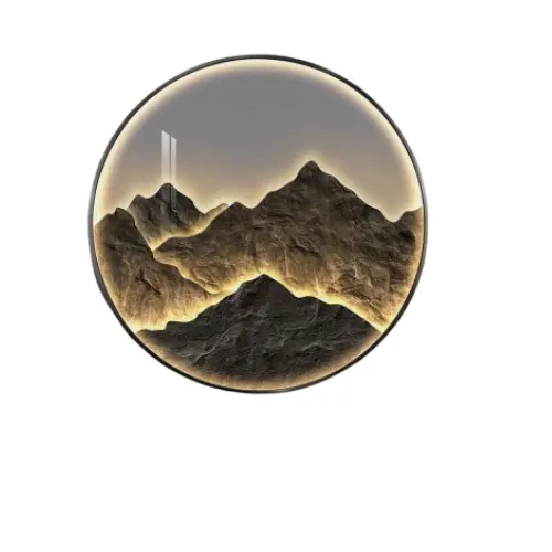 Modern LED Mountain Wall Art | Large 30x30 Lighted Landscape Luxury Minimalist Backlit Decor