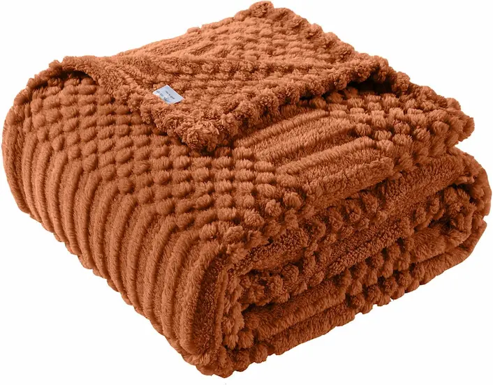 Luxury Rust Fleece Throw Blanket - 50x70 Soft & Fluffy Aesthetic Decor