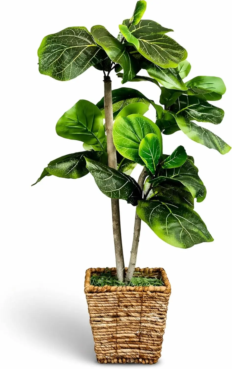 LCG Florals 3ft Faux Fiddle Leaf Fig Tree with Premium Woven Basket