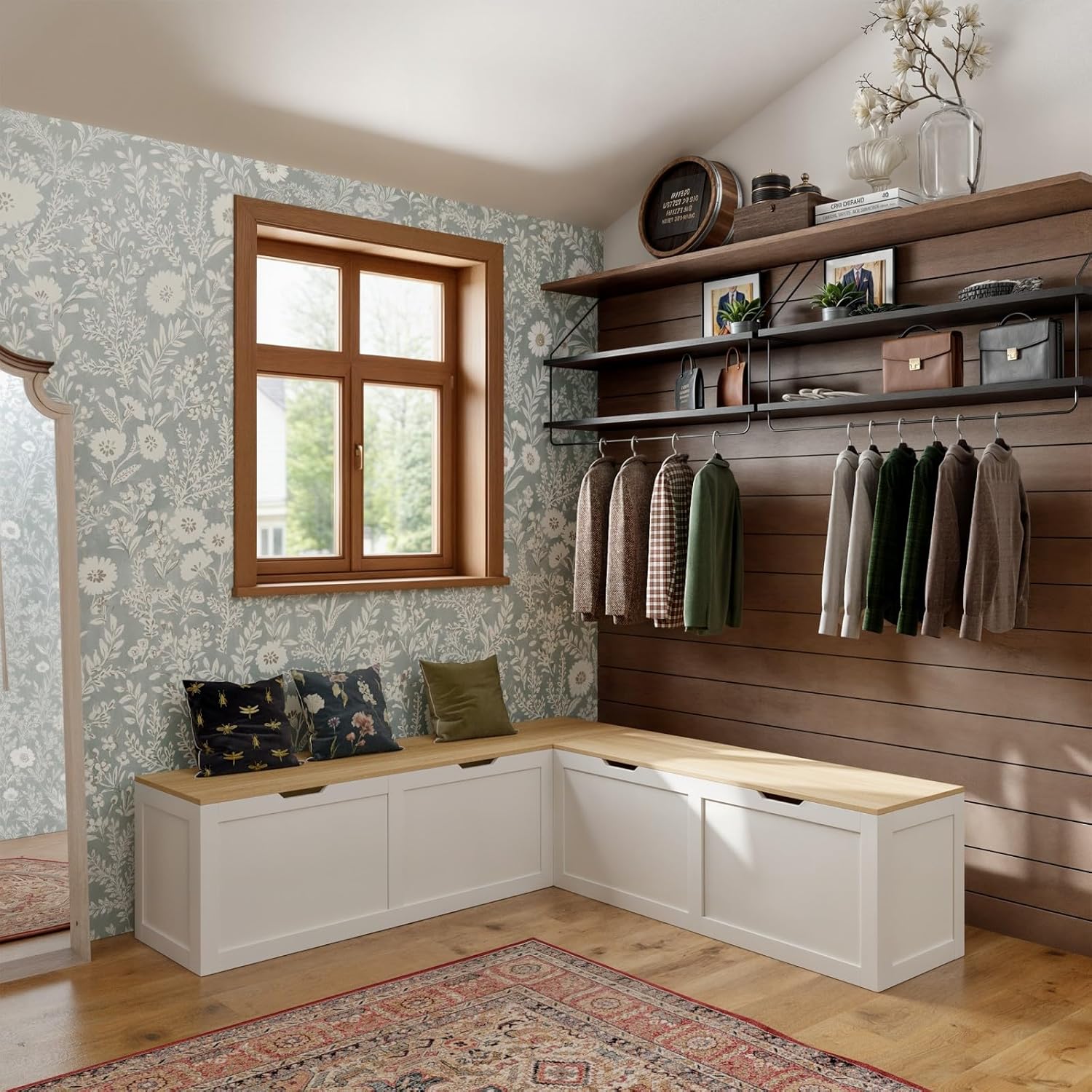 Oak Storage Corner Dining Bench