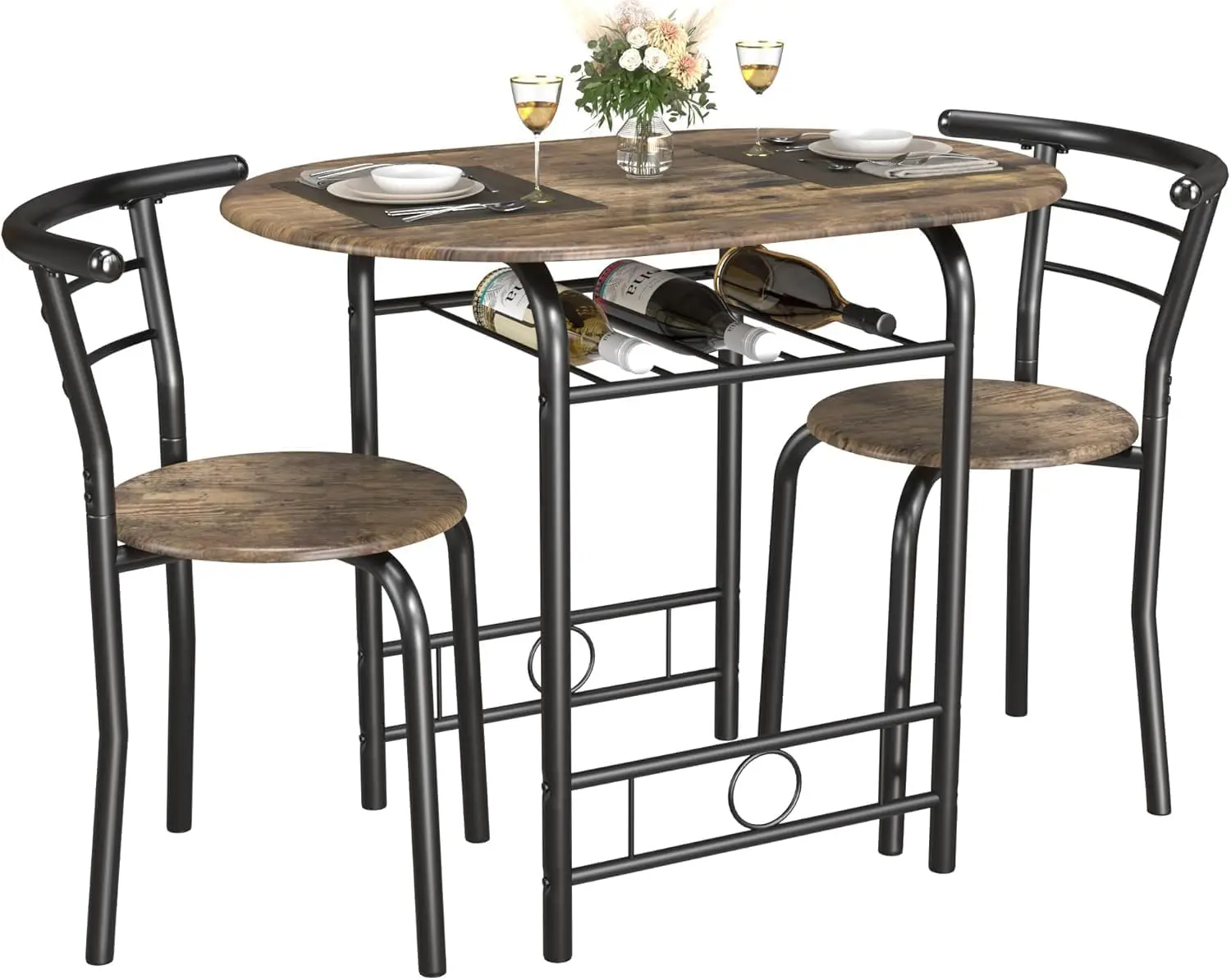 Walnut Round Dining Table Set