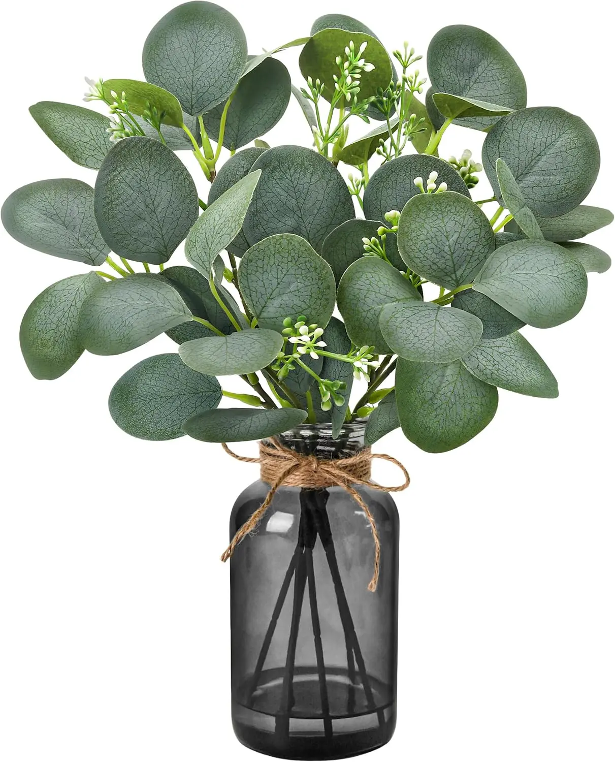 Artificial Eucalyptus in Black Vase