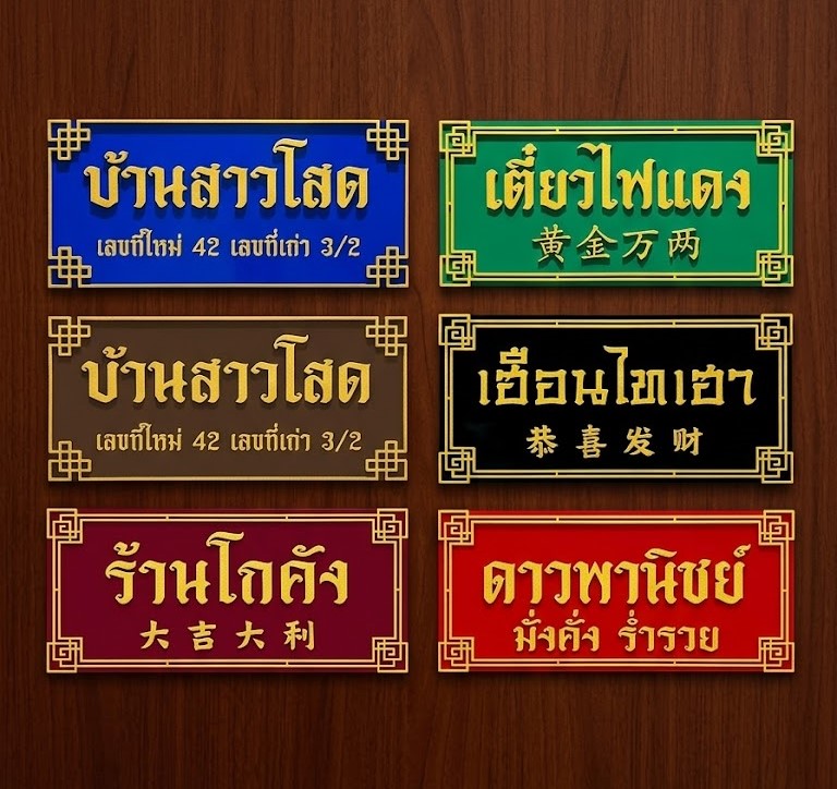 ป้ายมงคล ขนาด 60X30ซม. งานแผ่นพลาสวูดติด2ชั้น