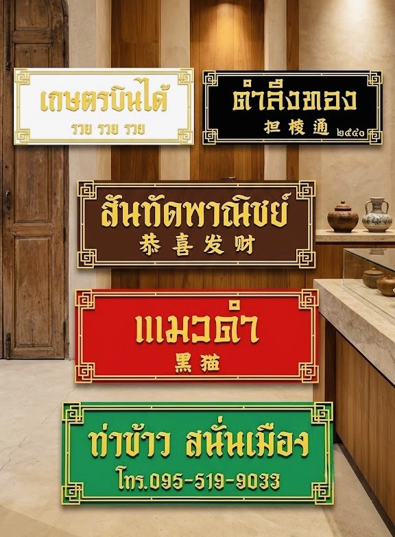 ป้ายมงคล ขนาด 80X30ซม. งานแผ่นพลาสวูดติด2ชั้น