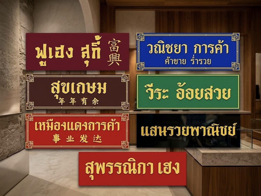 ป้ายมงคล ขนาด 76X30ซม. งานแผ่นพลาสวูดติด2ชั้น