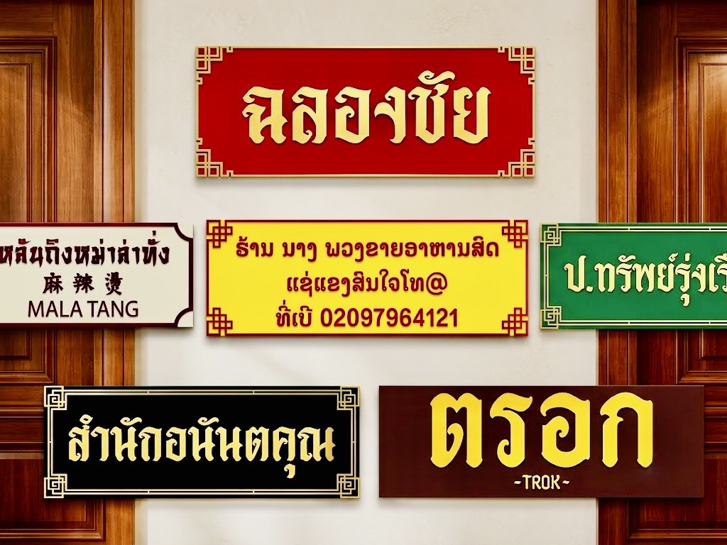ป้ายมงคล ขนาด 100X38ซม. งานแผ่นพลาสวูดติด2ชั้น