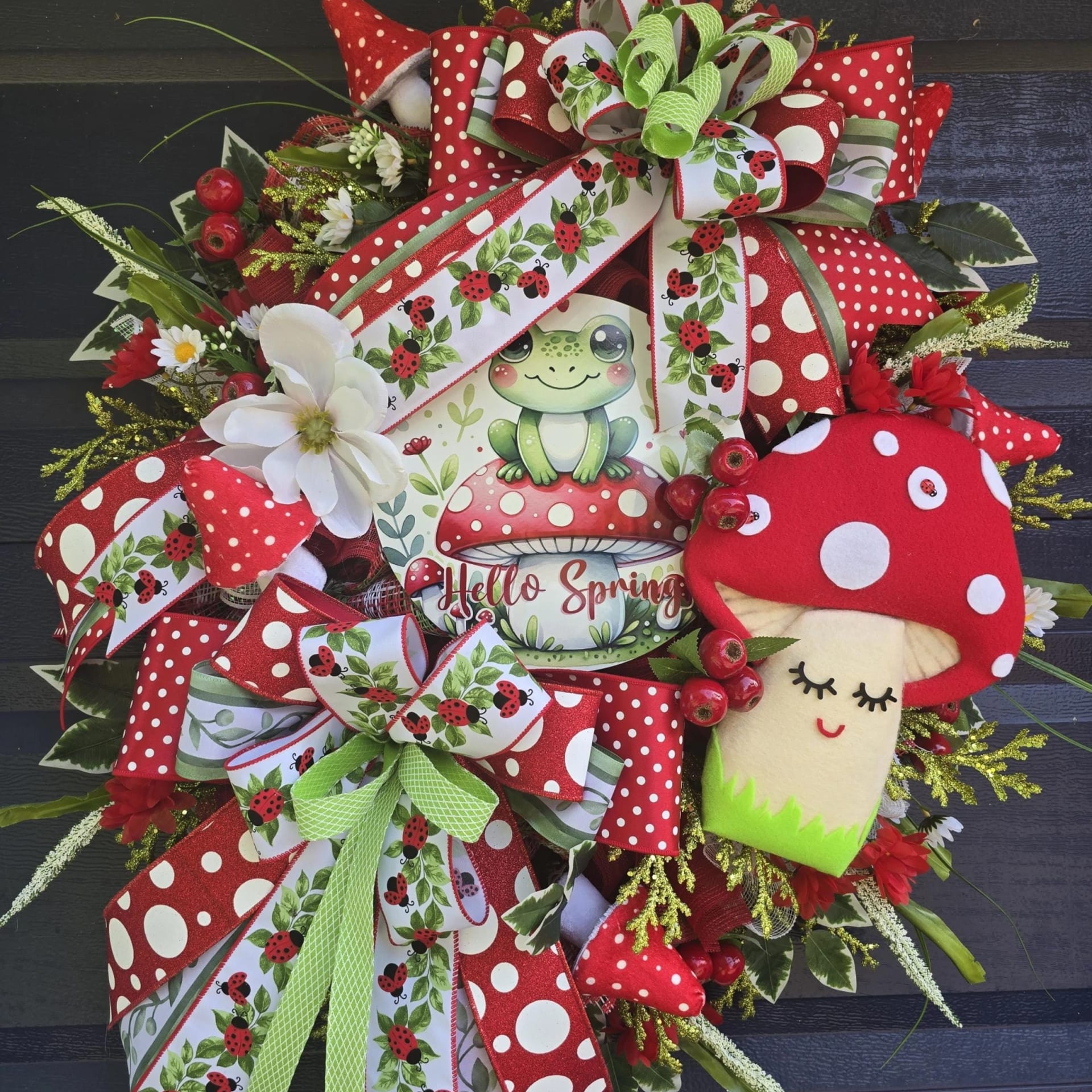 Luxury Spring Wreath Frog Theme