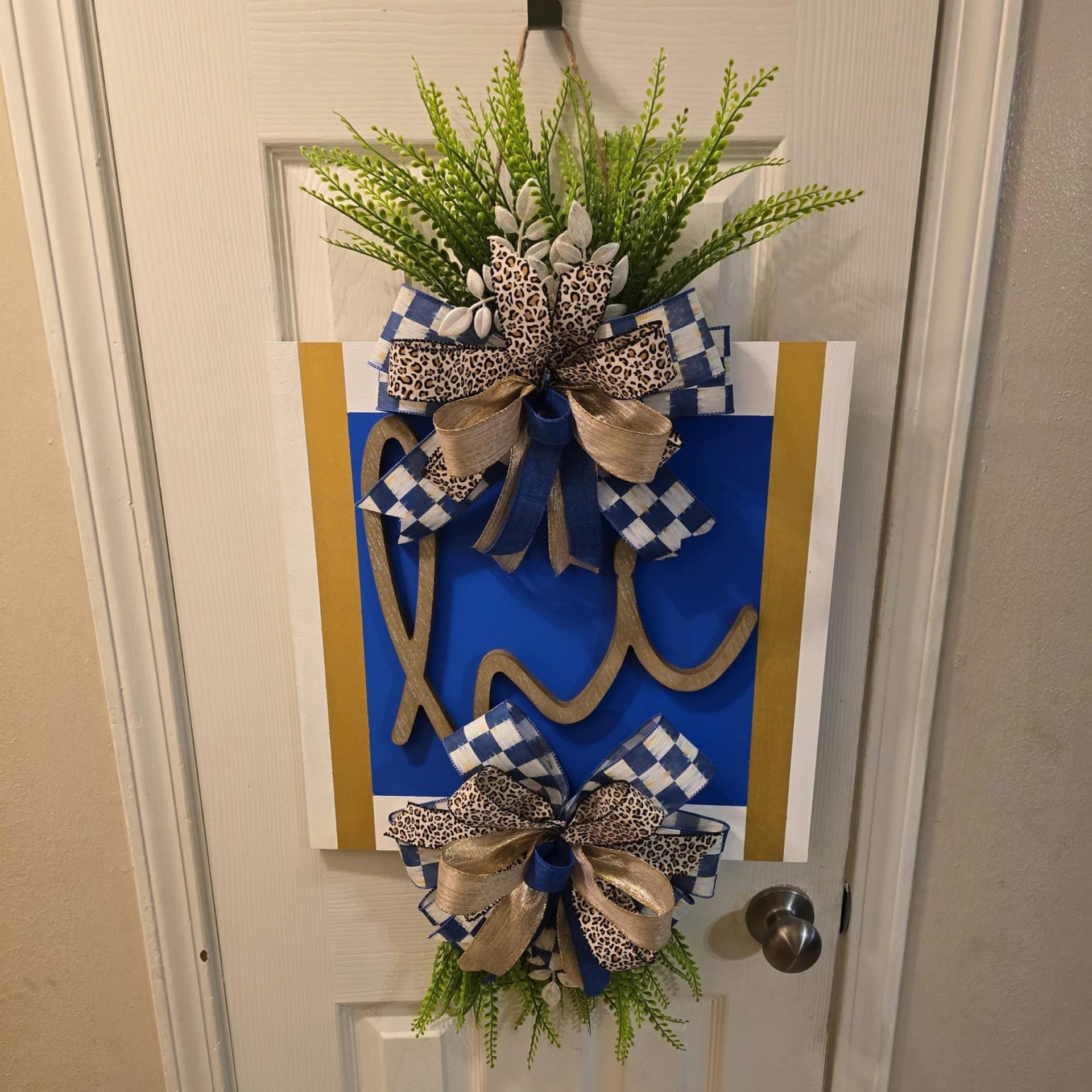 Modern Blue and Gold Door Hanger