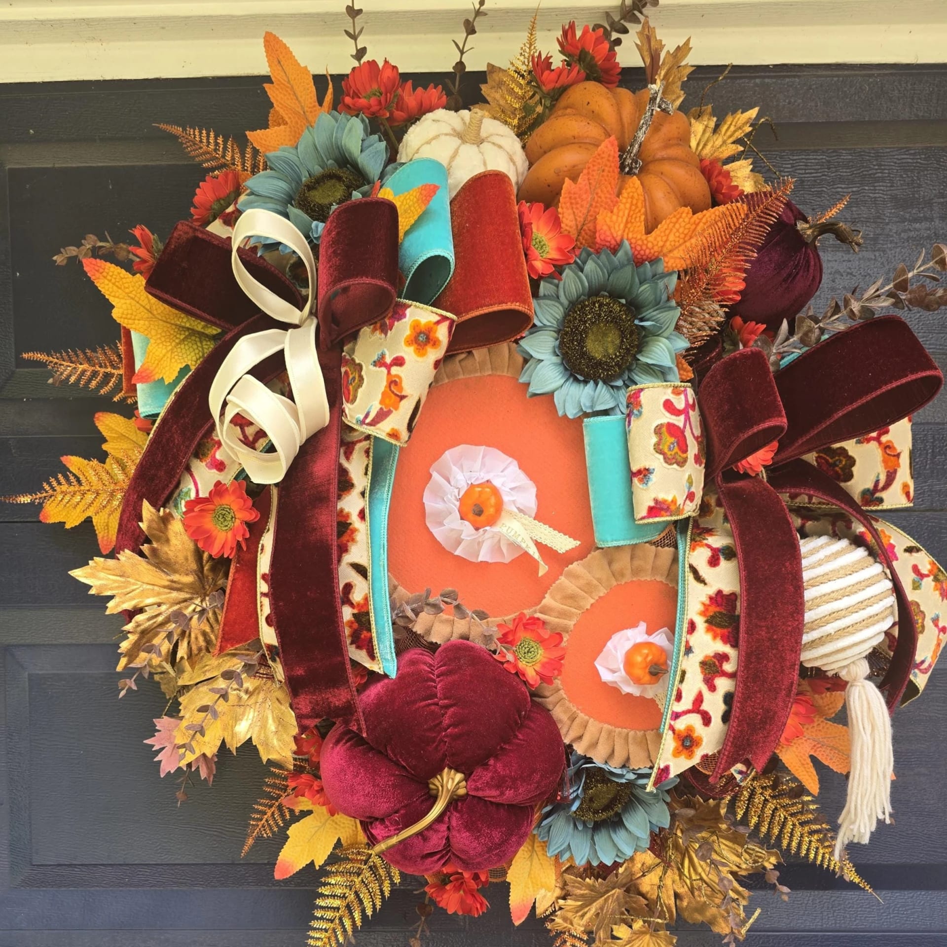 Burgundy Teal Harvest Decor