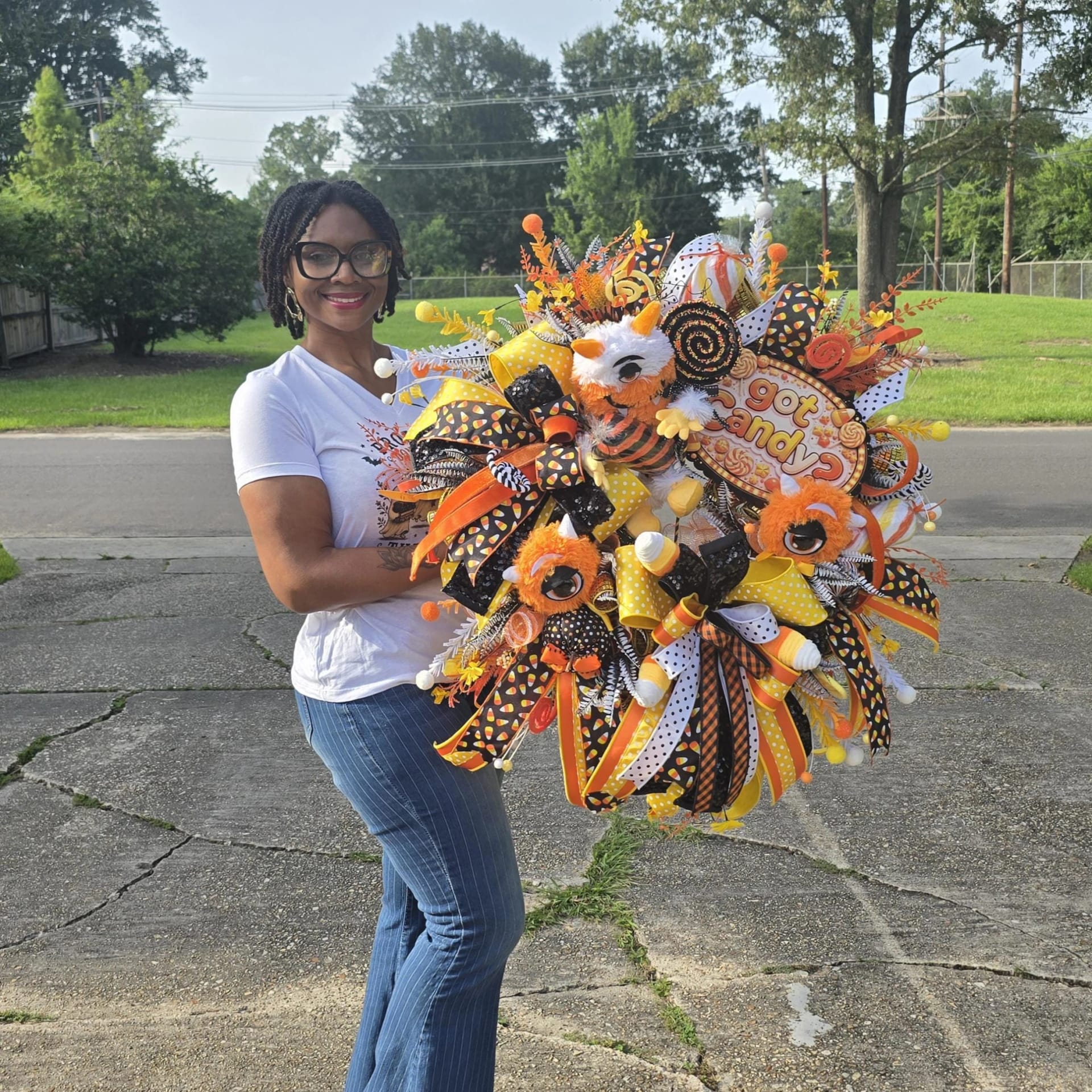 Candy Corn Monster Halloween Wreath, photograph 2