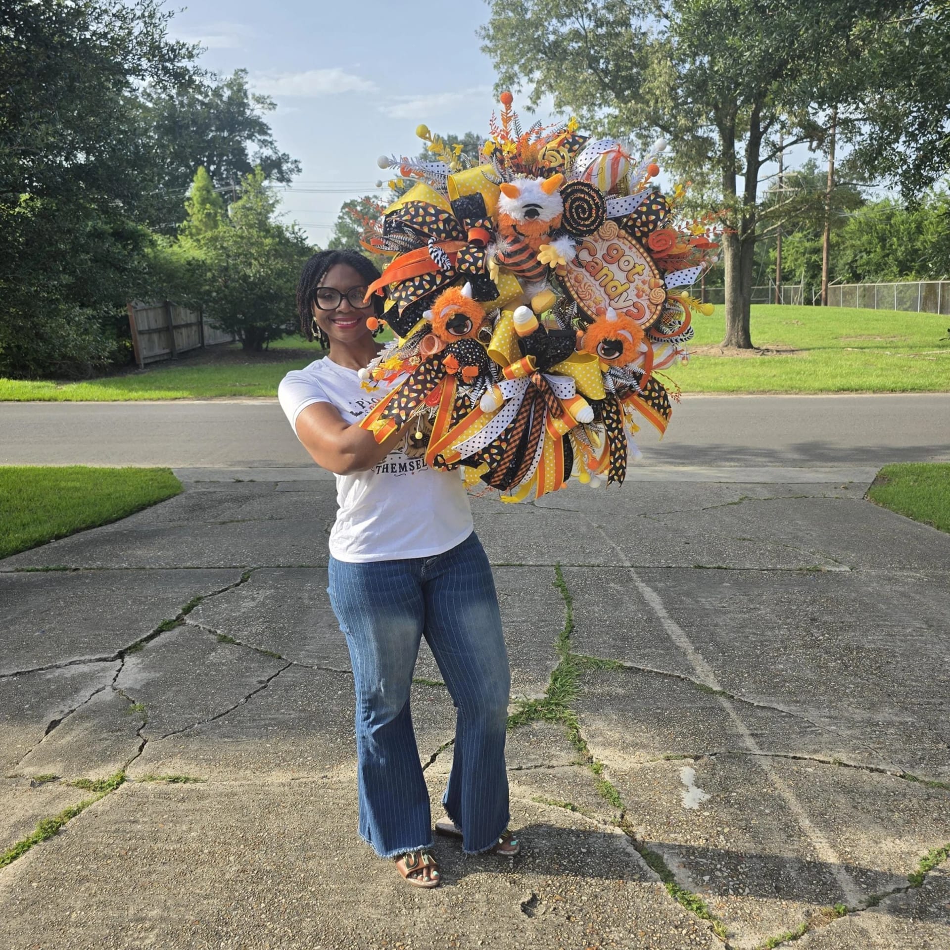 Candy Corn Monster Halloween Wreath, photograph 3