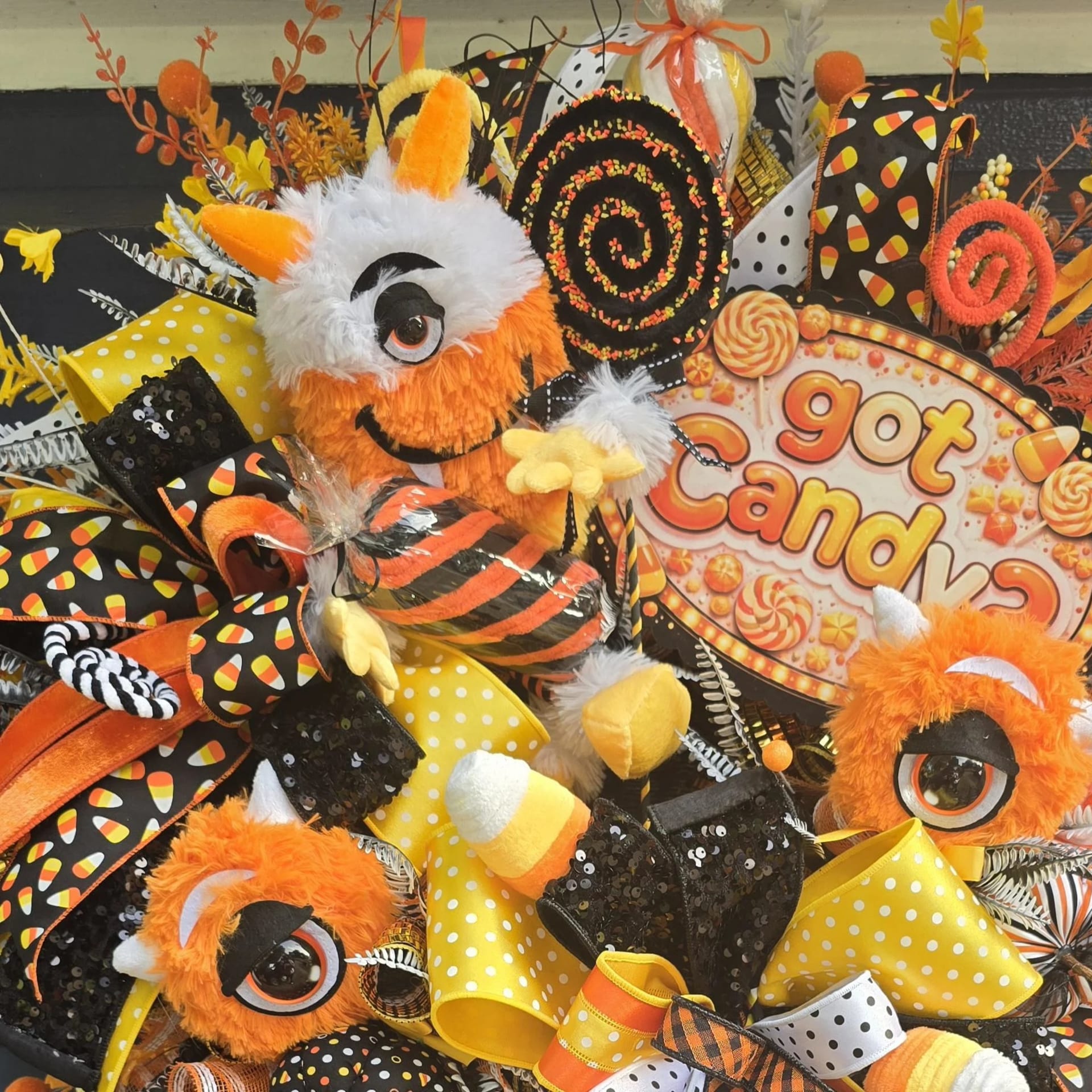 Candy Corn Monster Halloween Wreath, photograph 4