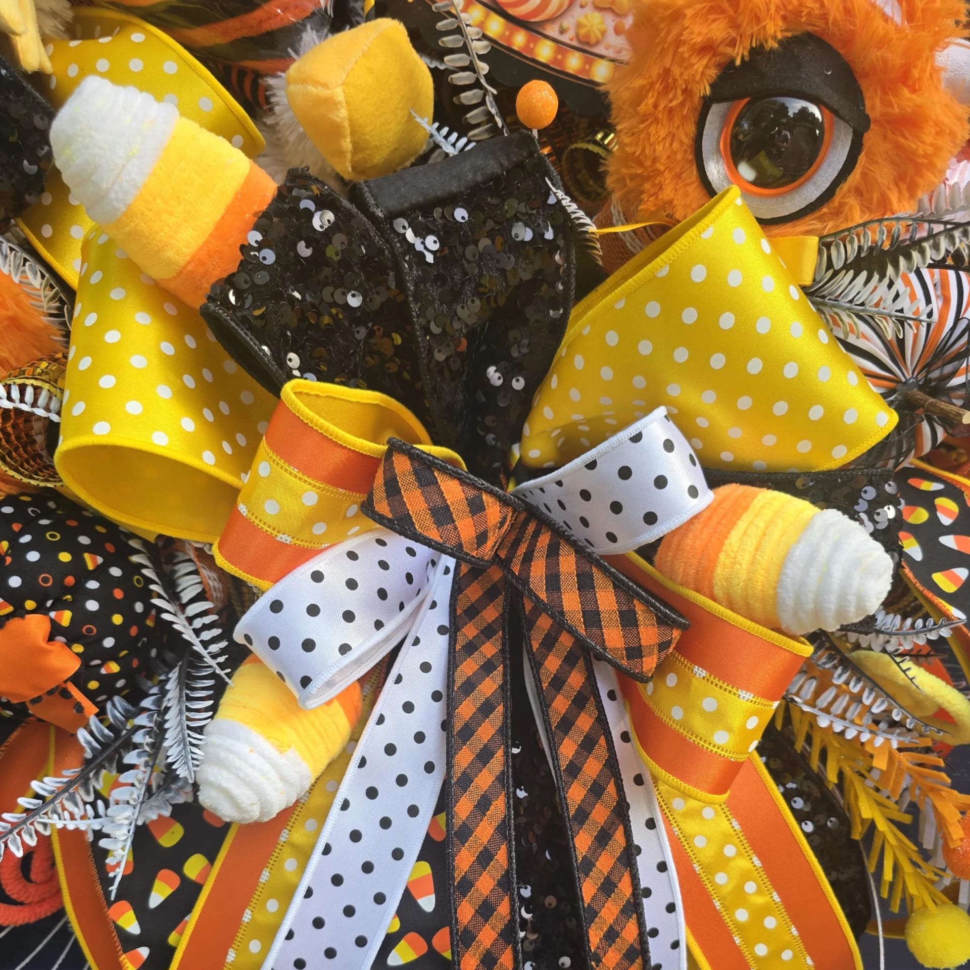 Candy Corn Monster Halloween Wreath, photograph 5