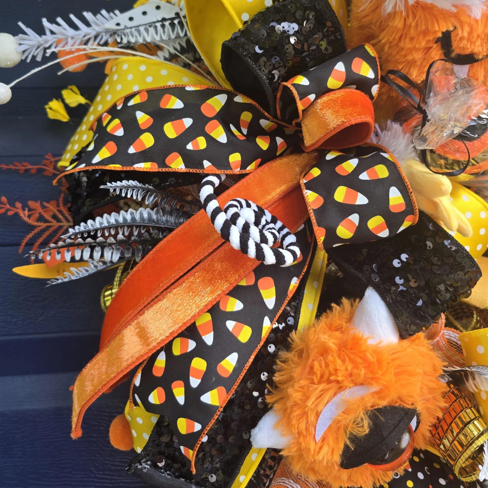 Candy Corn Monster Halloween Wreath, photograph 6