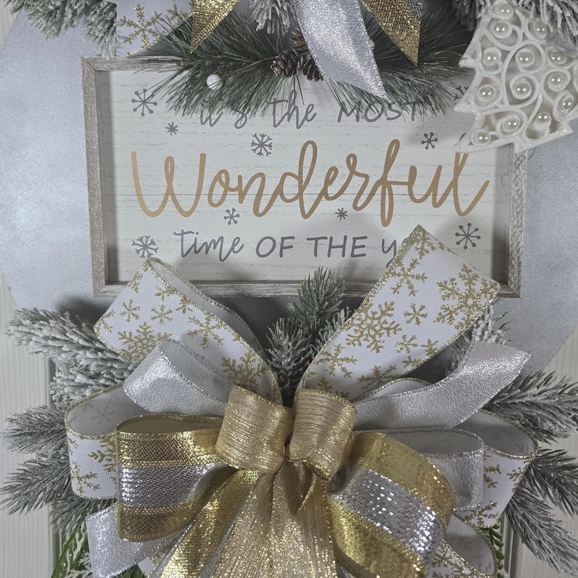 Silver & Gold Christmas Door Hanger