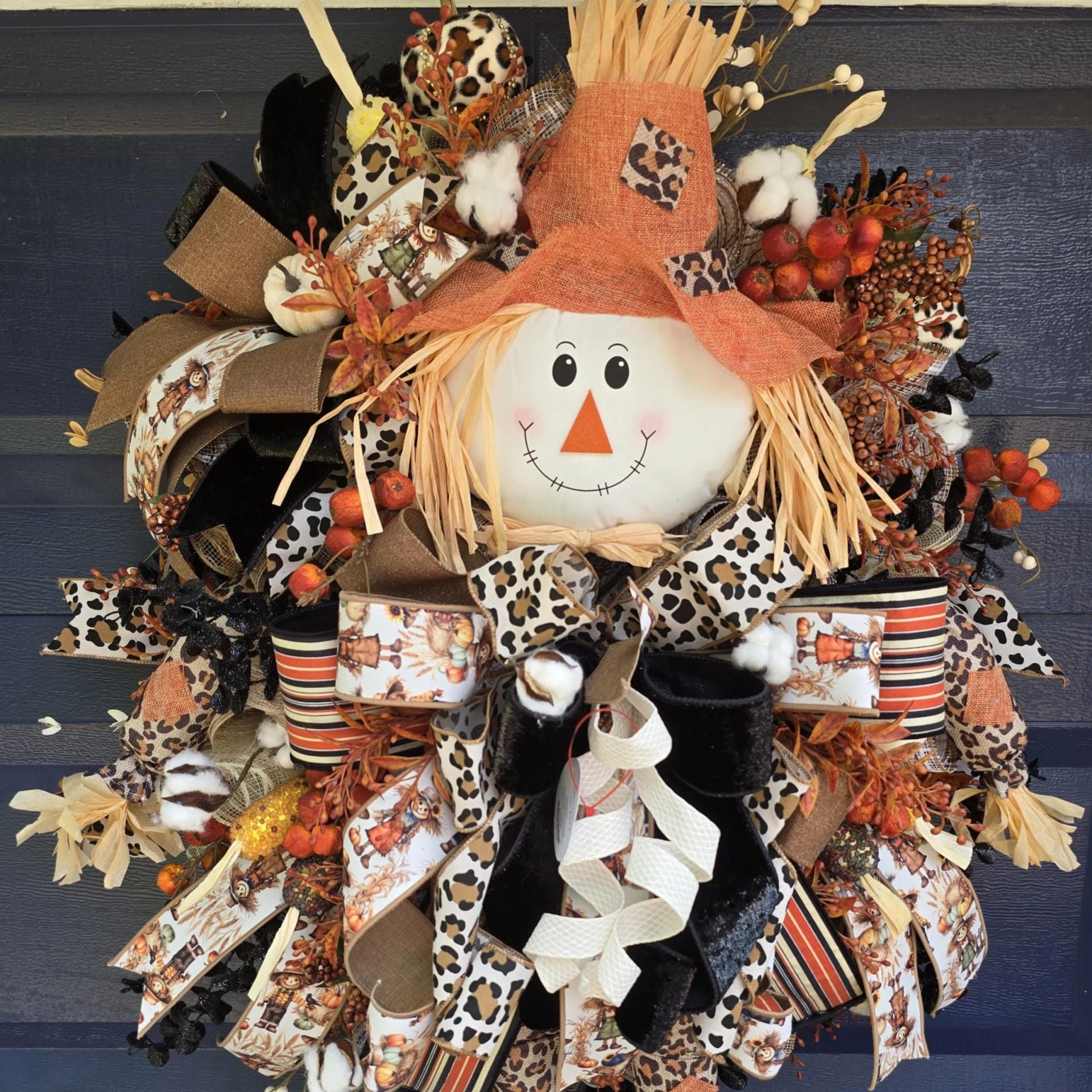 Luxury Leopard Scarecrow Fall Wreath