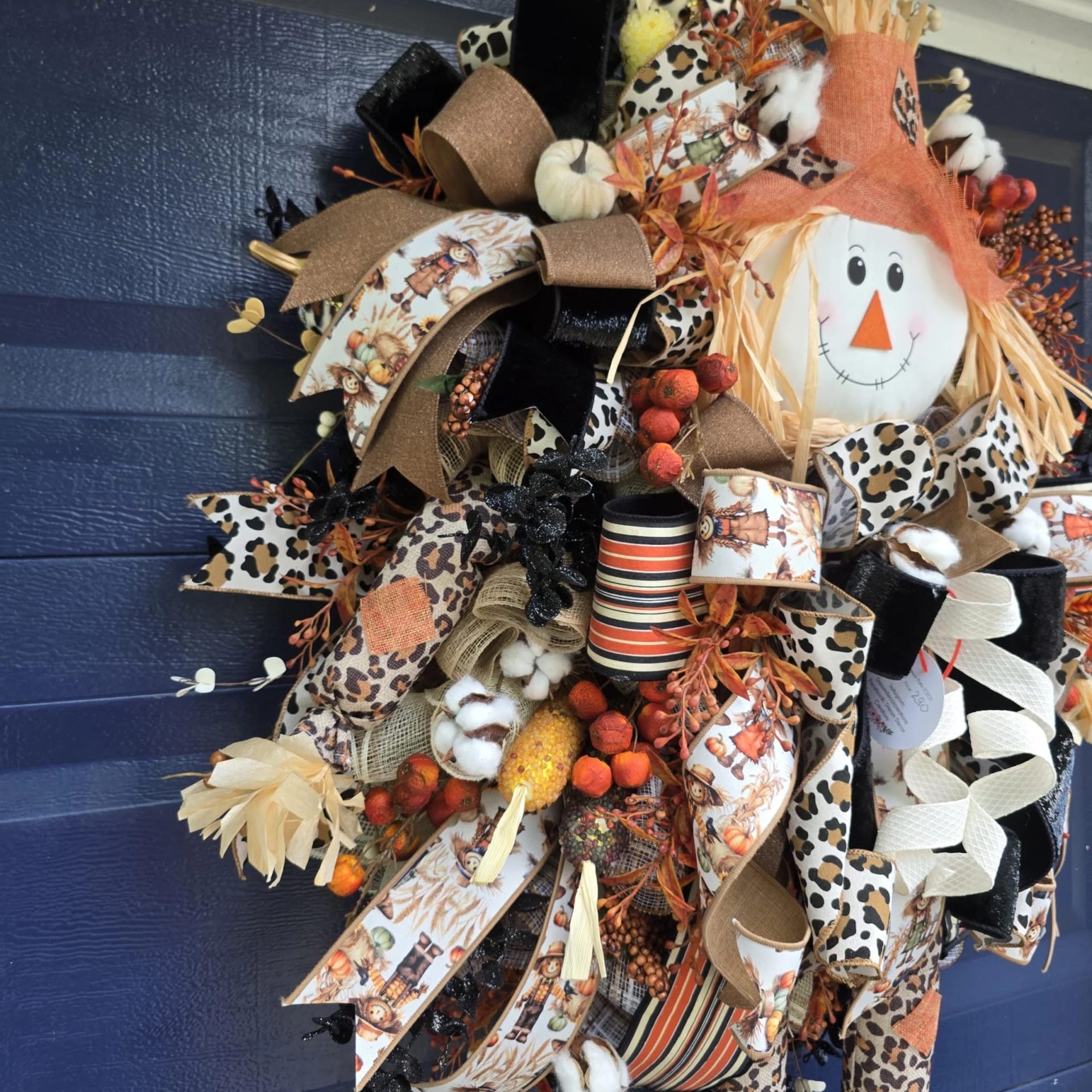 Luxury Leopard Scarecrow Fall Wreath, photograph 6