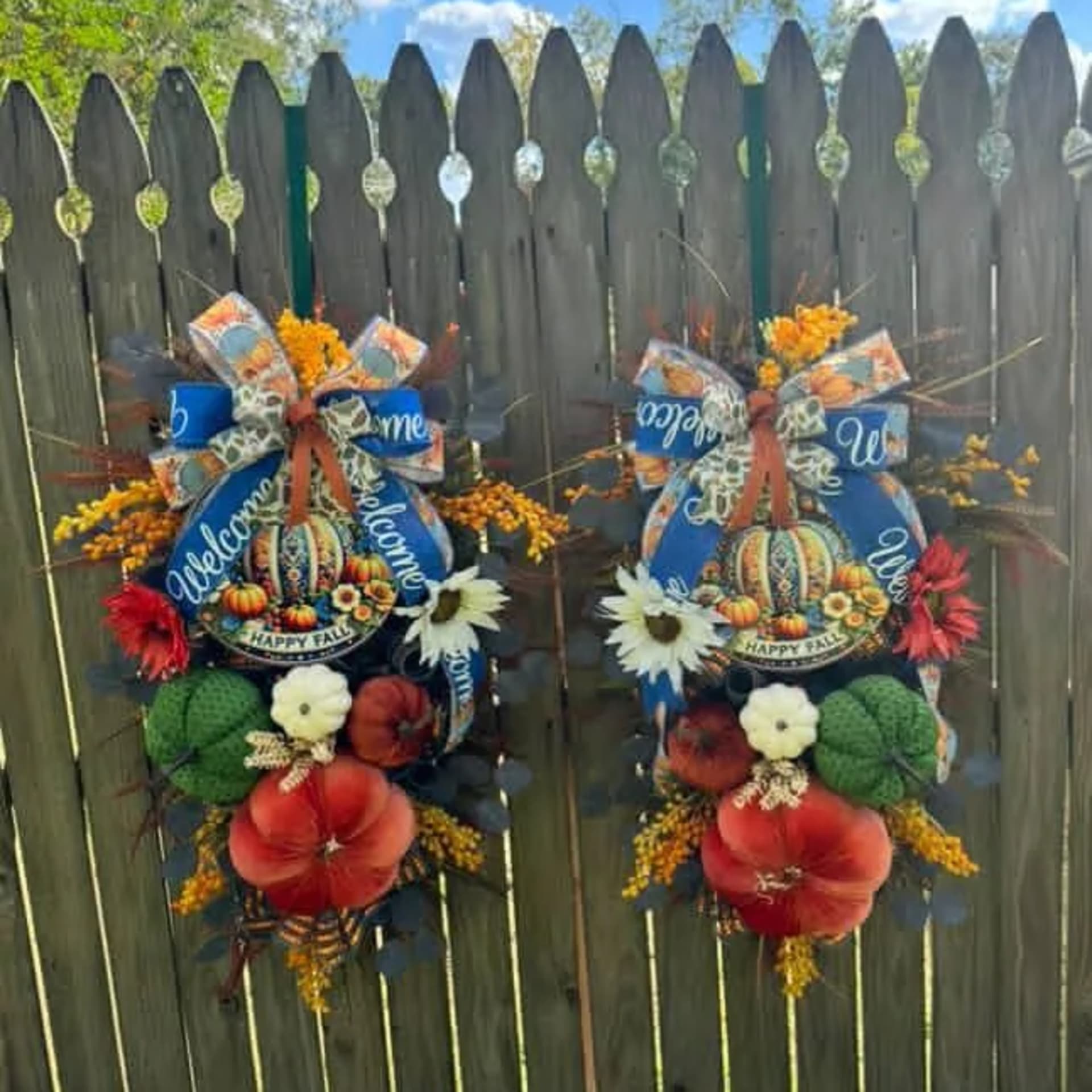 Triple Pumpkin Fall Door Swag, photograph 2