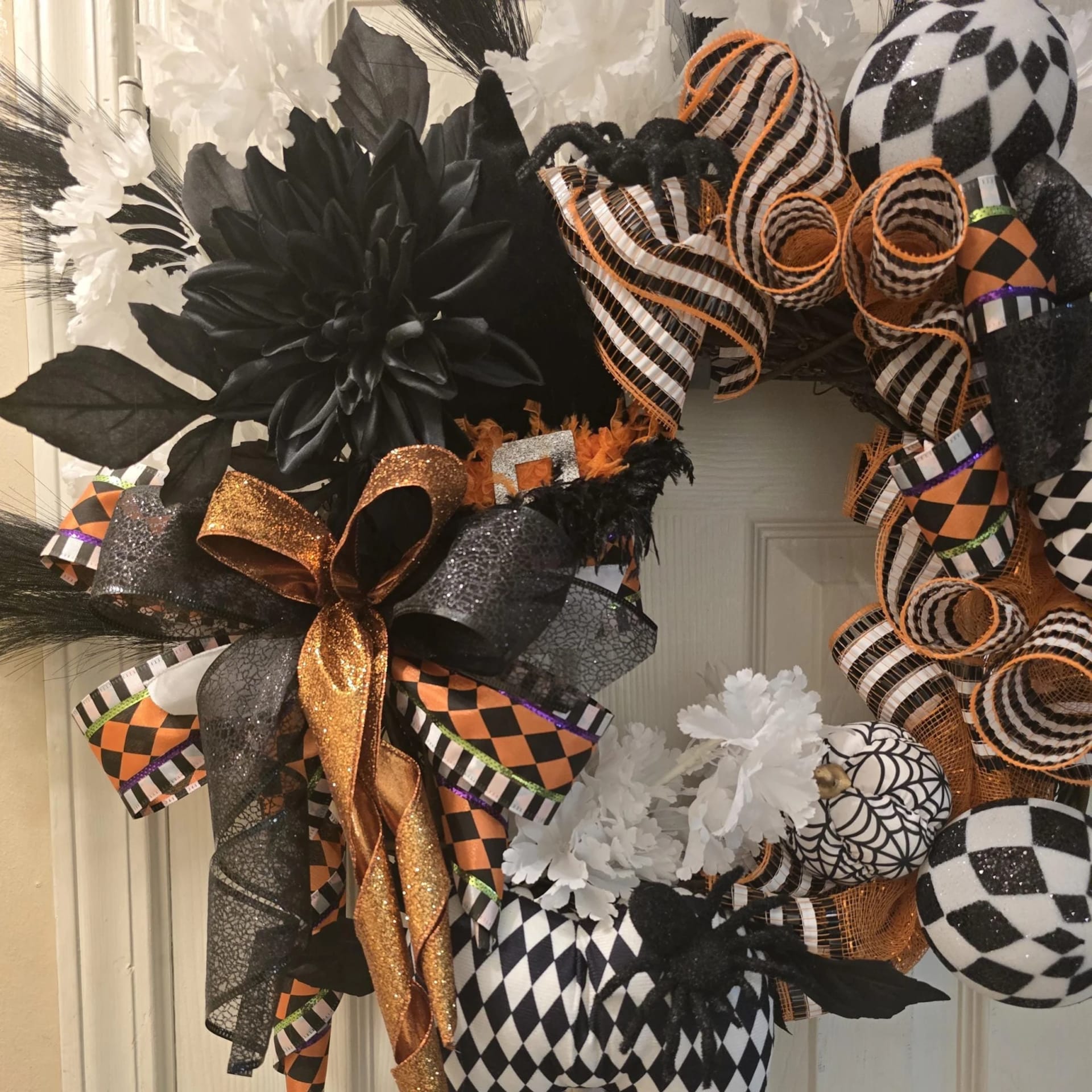 Harlequin Halloween Door Swag, photograph 2