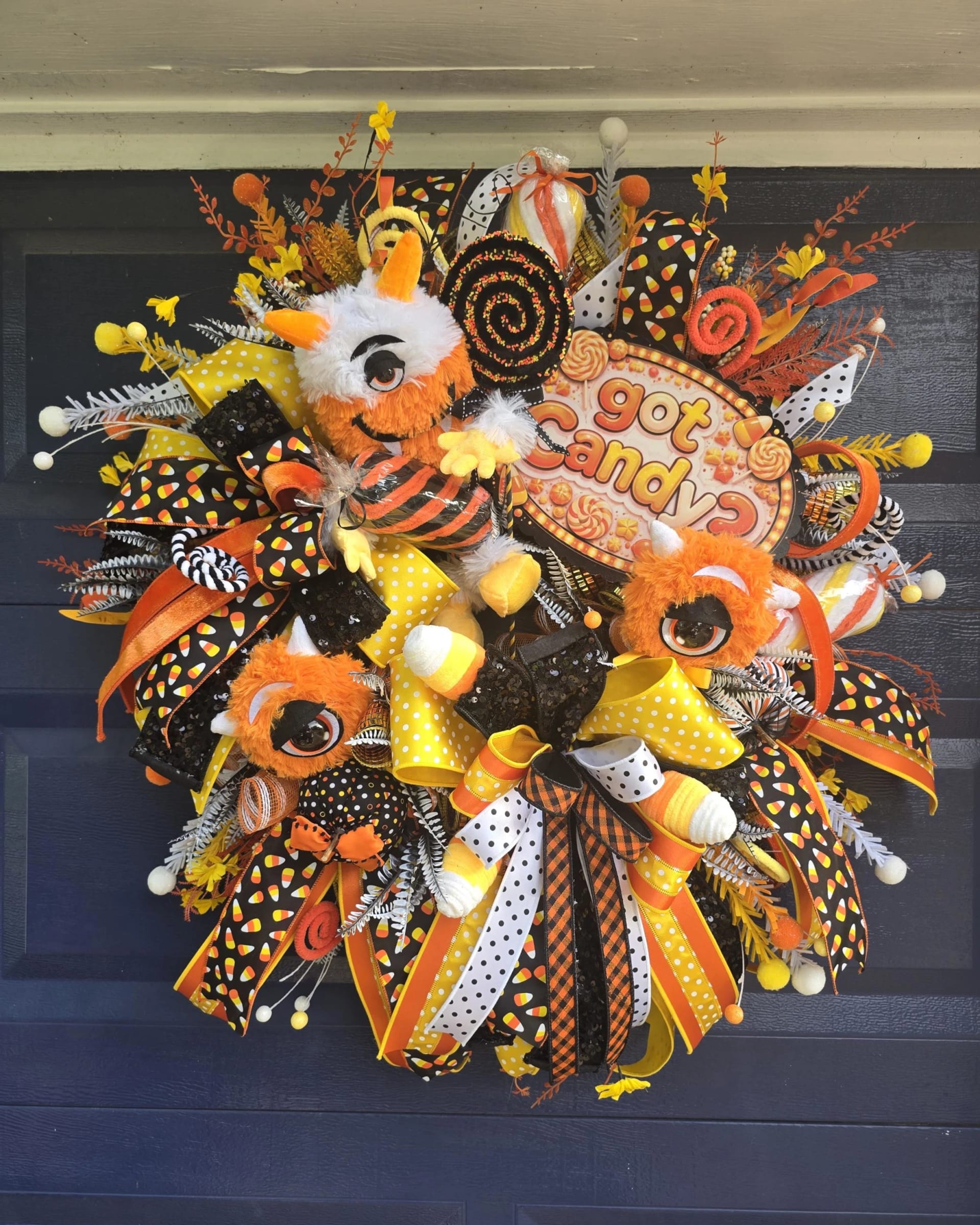 Candy Corn Monster Halloween Wreath