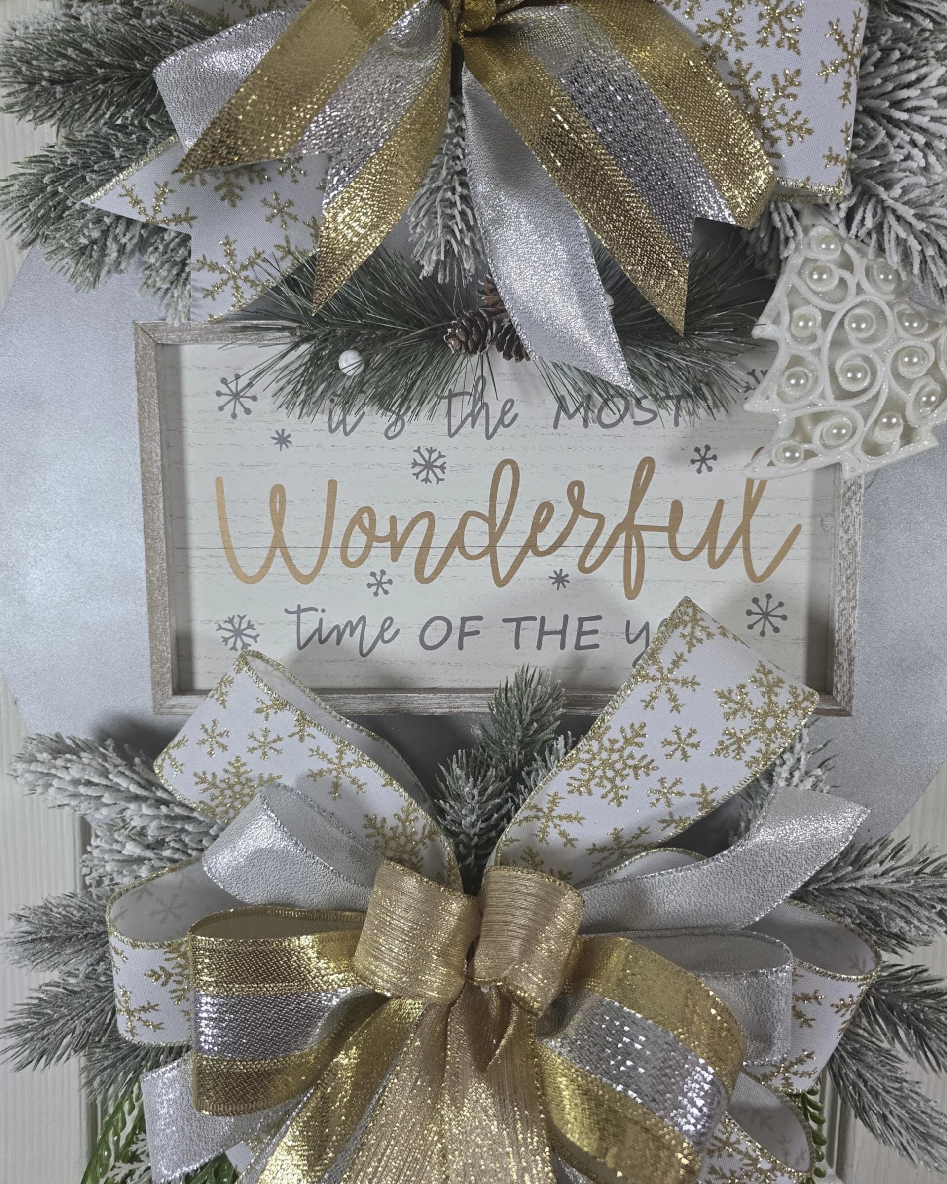 Silver & Gold Christmas Door Hanger