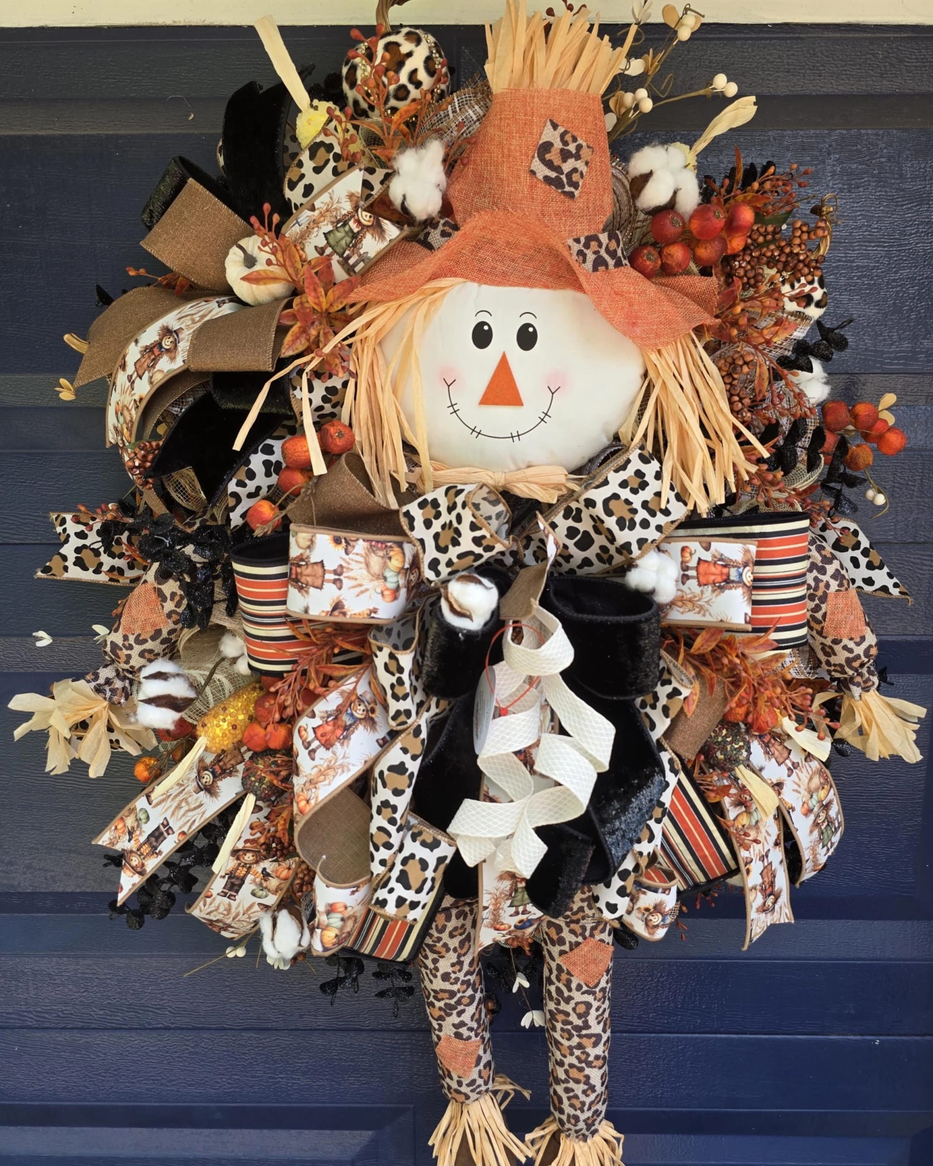 Luxury Leopard Scarecrow Fall Wreath