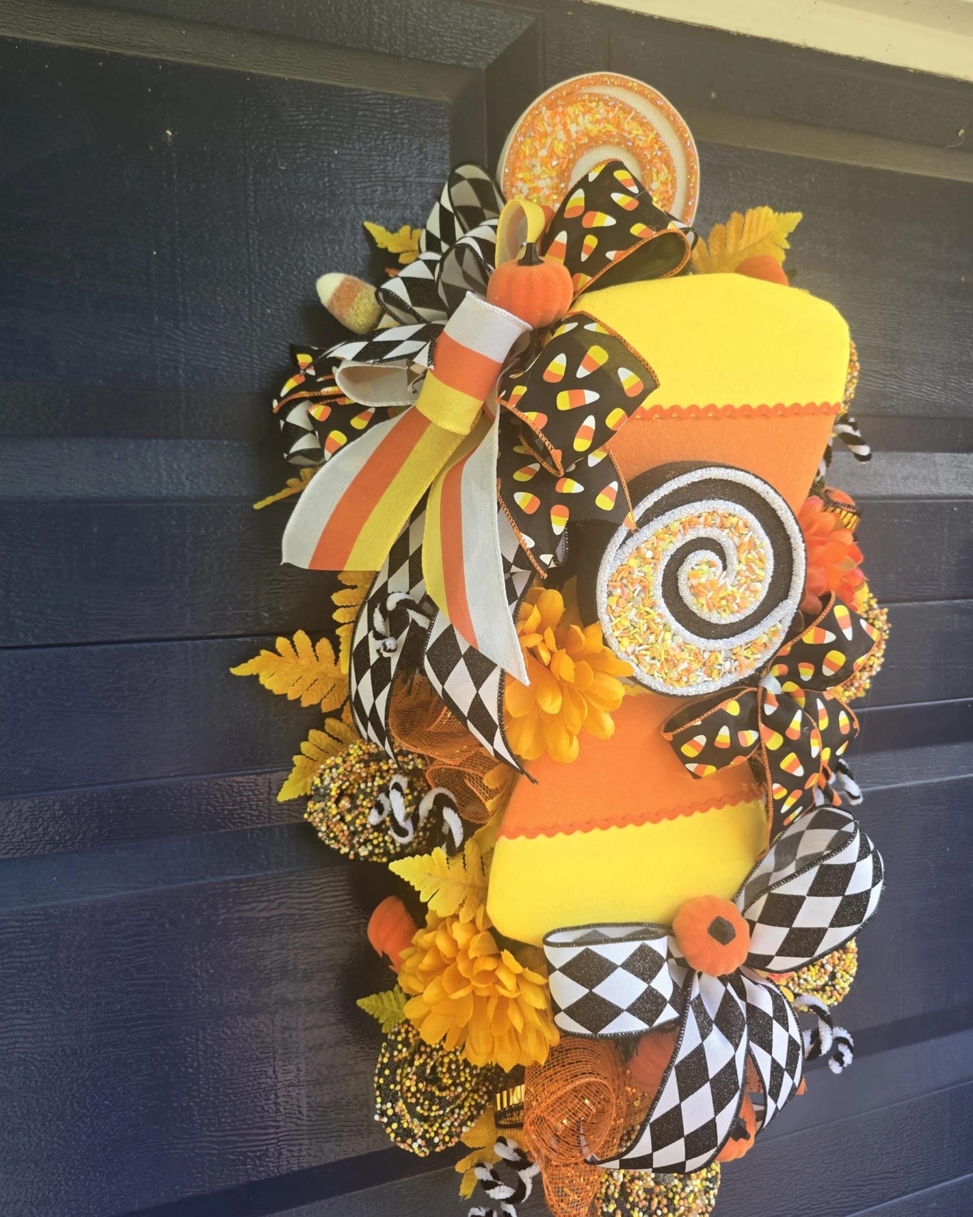 All About Candy Corn Halloween Door Swag – Sweet Harvest Décor
