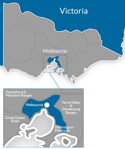 Map of Tourism Regions in Victoria, Australia