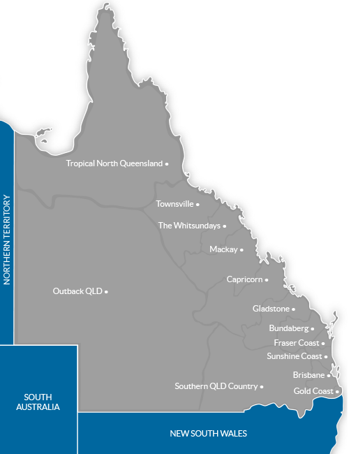 Map of Tourism Regions in Queensland, Australia