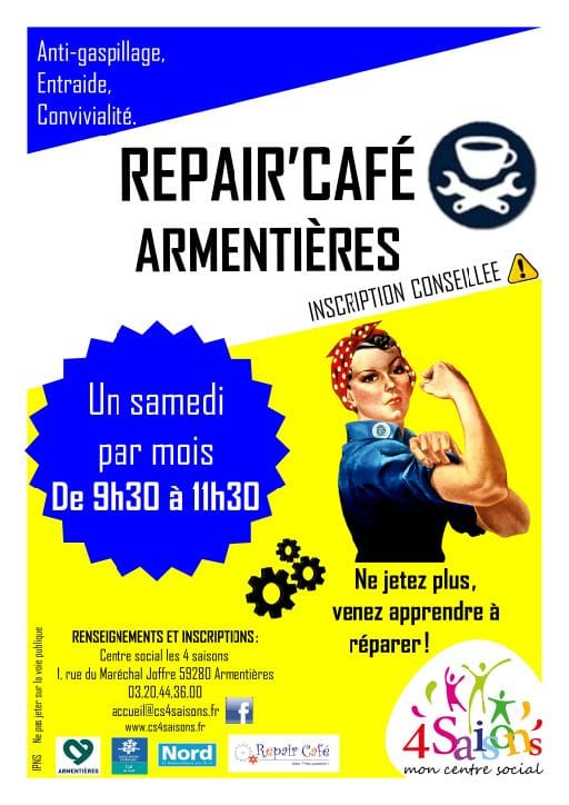 Affiche ou photo de Repair Café : accompagnement à la réparation à Armentières !