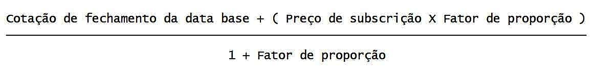 calculo ajuste cota ex direito subscricao