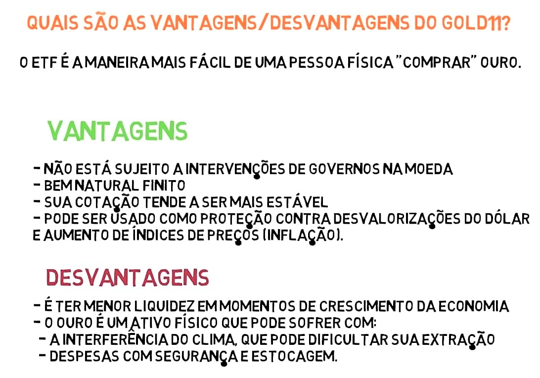 vantagens e desvantagens gold11 ouro comprar