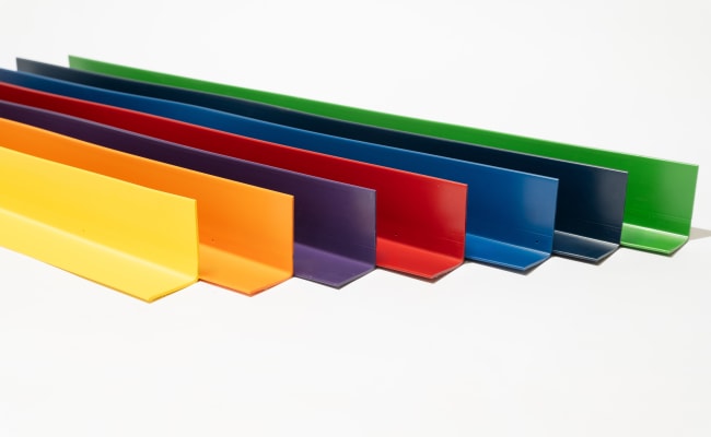 Connor<sup>®</sup> Sports Designer Sport Base wall trim for hardwood gym flooring featuring a sleek vented design, available in eight color options for team branding