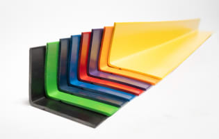 Connor<sup>®</sup> Sports Designer Sport Base wall trim for hardwood gym flooring featuring a sleek vented design, available in eight color options for team branding