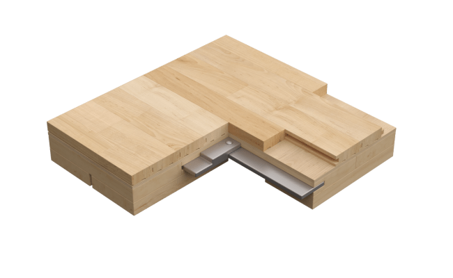 Connor<sup>®</sup> Sports Quicklock Fusion portable hardwood sports flooring system engineered for fast arena changeovers, durability, and elite basketball performance