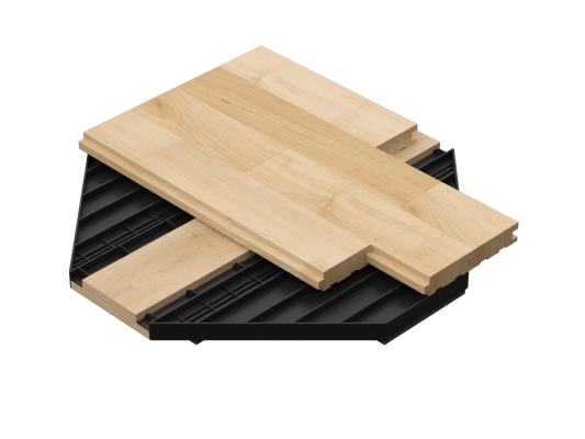 Connor<sup>®</sup> Sports IsoComfort VIII is a post consumer recycled hardwood sports flooring system delivering superior vibration control, athlete comfort, and long-term gym durability
