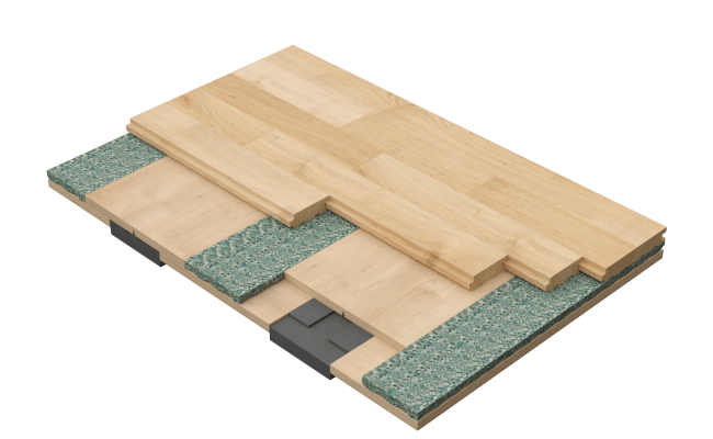 Connor<sup>®</sup> Sports VIP II hardwood sports flooring system engineered for advanced shock absorption, resilience, and long-term gym durability