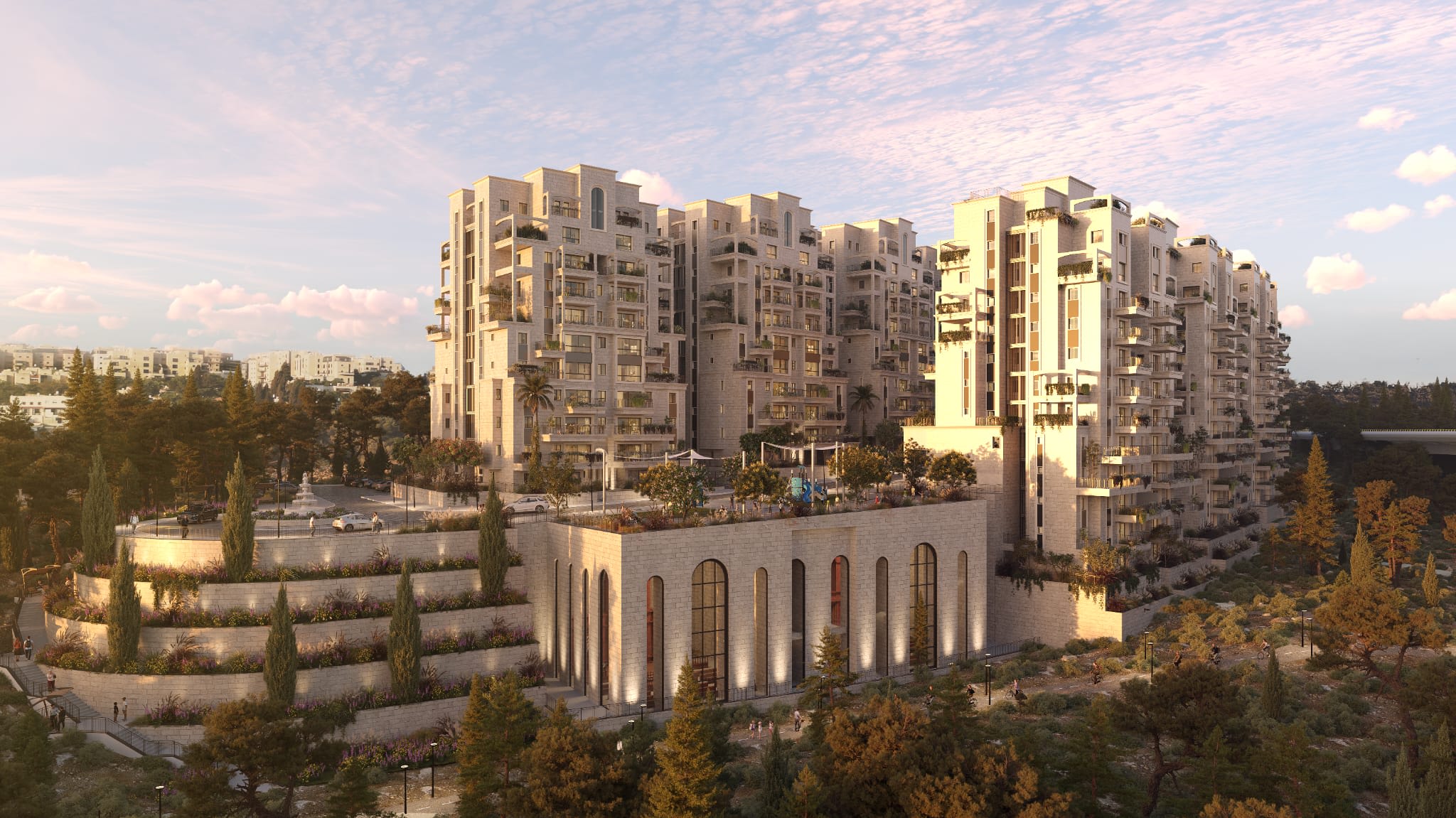 הנחל ירושלים – הדמיית המתחם: שישה בניינים מעל שמורת נחל צופים