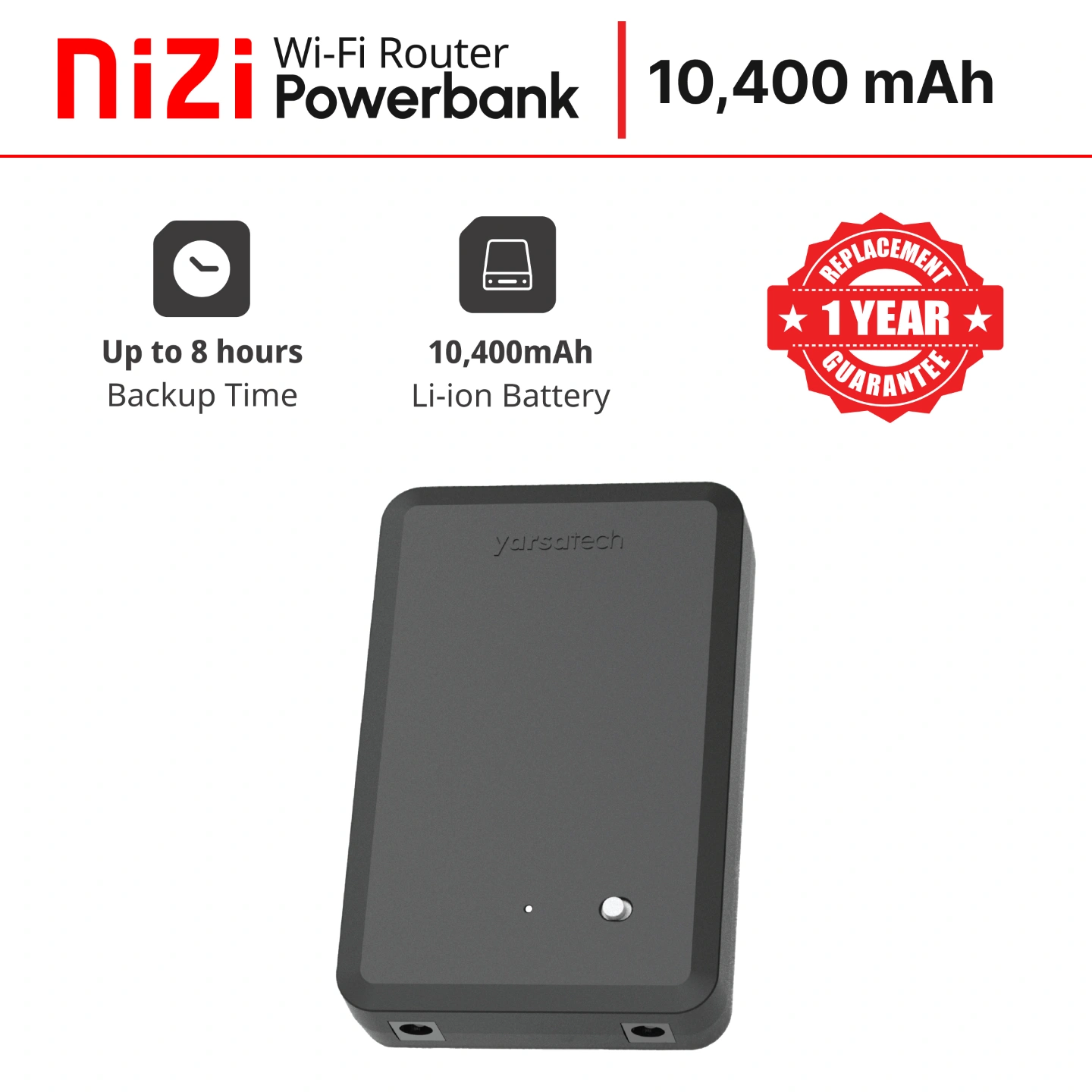 Nizi Router Backup 12V / 10,400 mAh Universal Powerbank