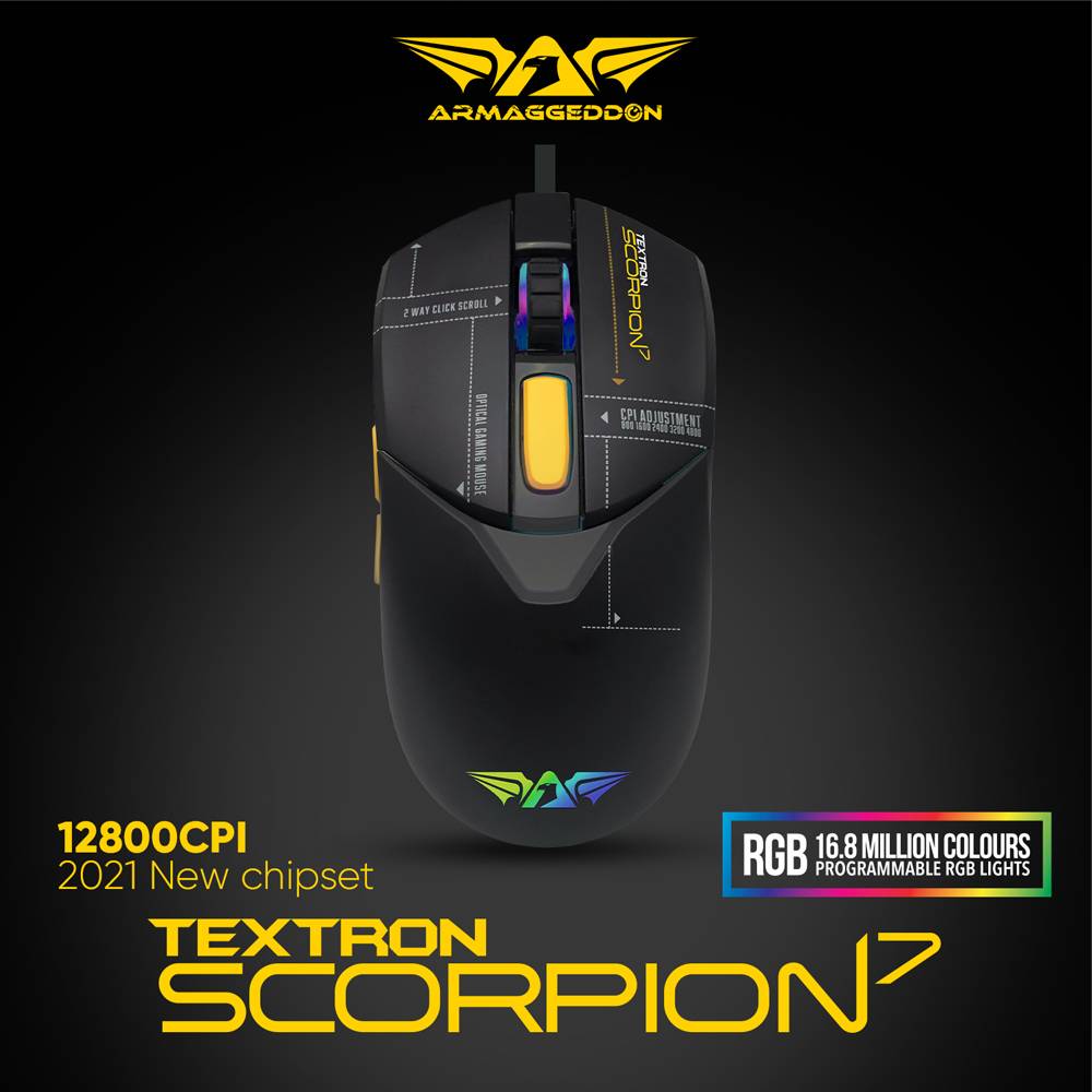 Armaggeddon Textron Scorpion 7 Lite Gaming Mouse – Black thumbnail 2
